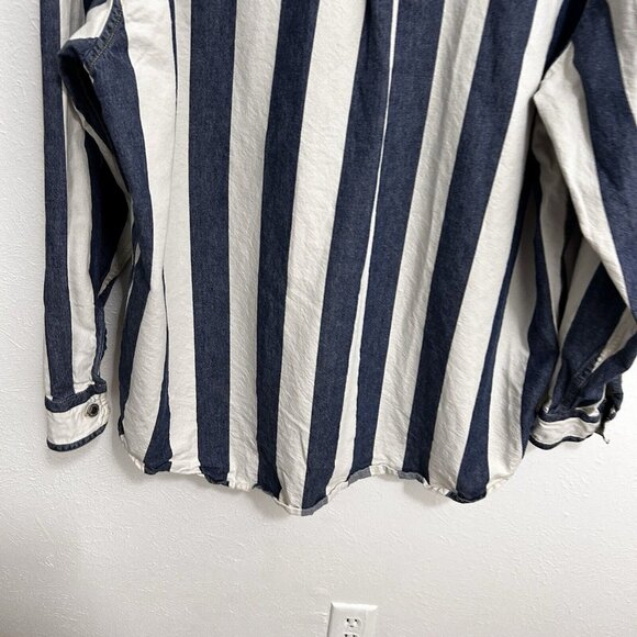 Levi’s Silver Tab Shirt Men’s Blue Denim Striped Long Sleeve Oversized Size L - Picture 8 of 11